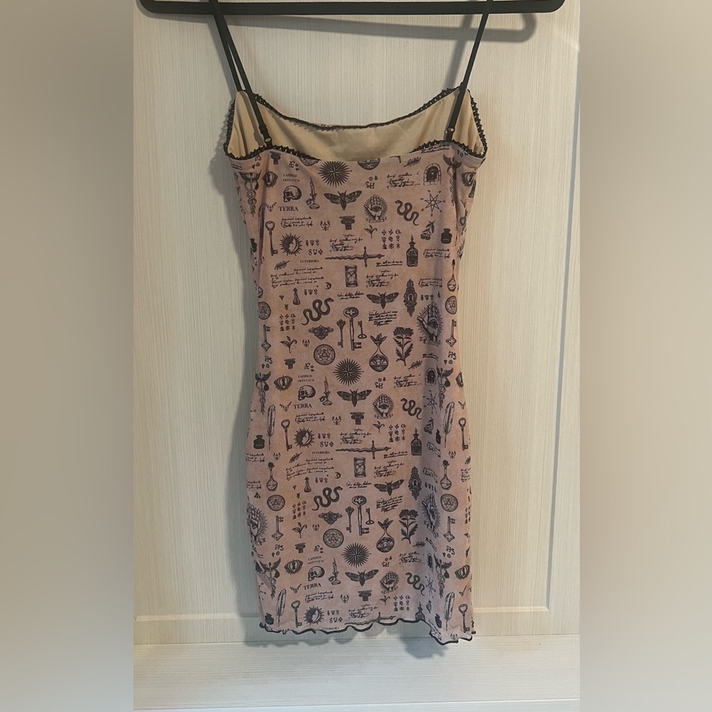 Princess Polly Women's tattoo slip dress.  Tan and Black - Picture 2 of 5